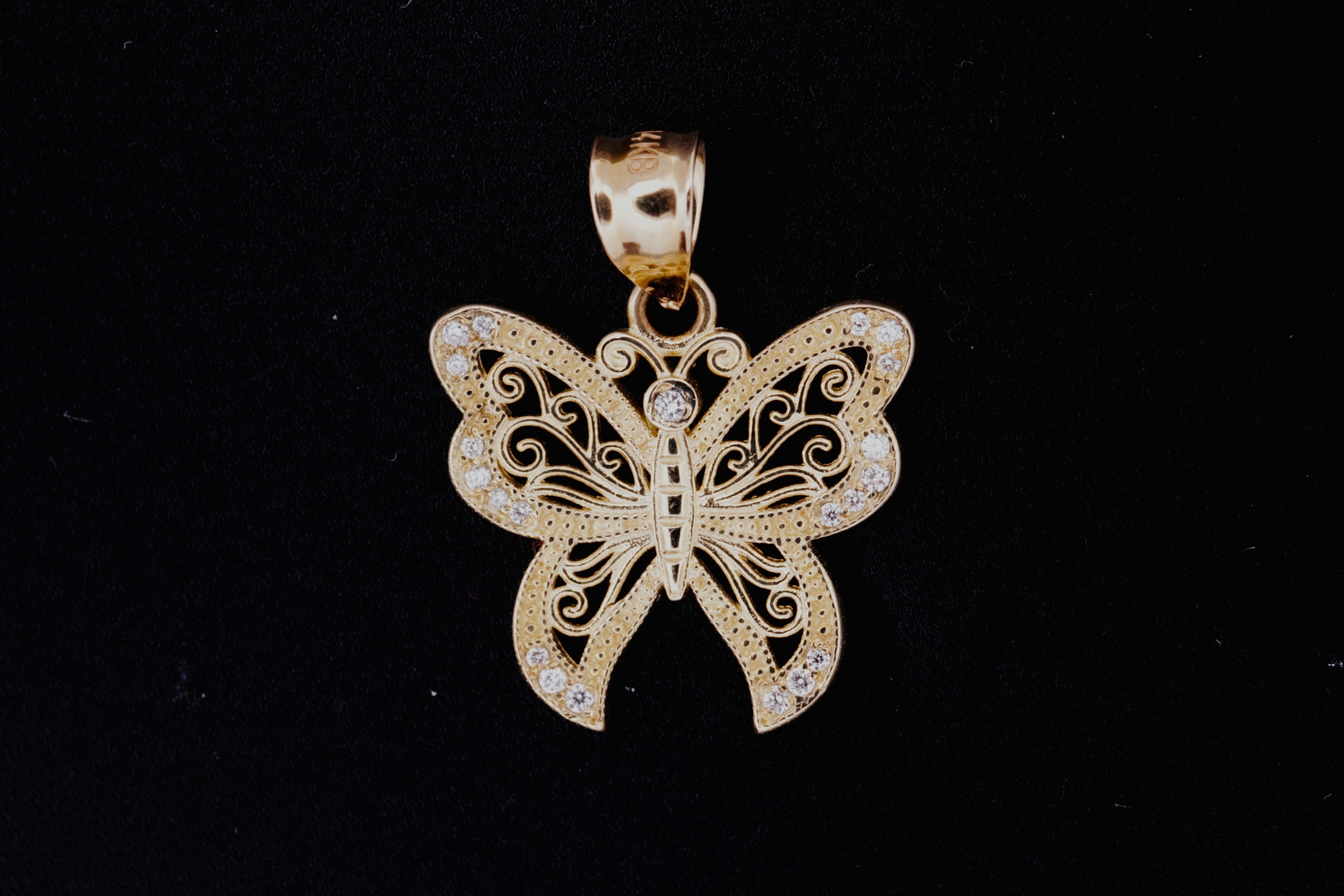 14K Butterfly Pendant with Diamonds