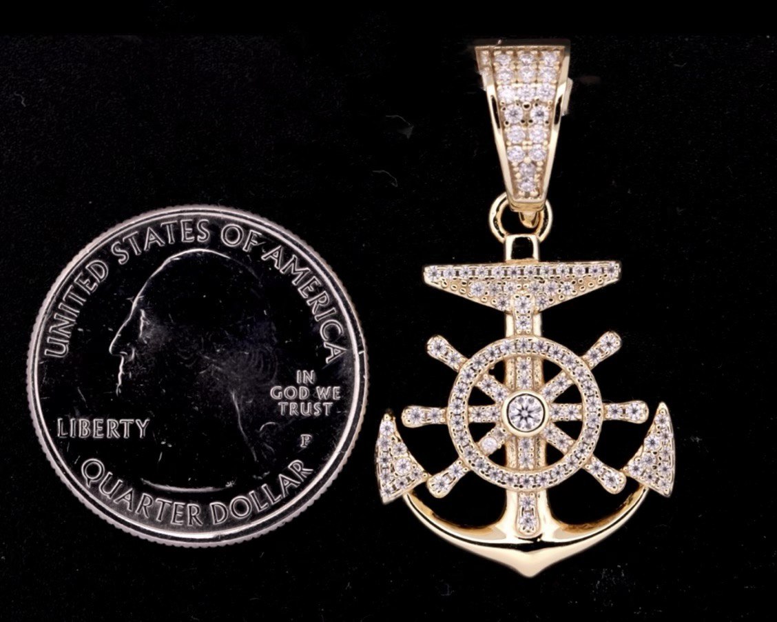 Sterling Silver Anchor Pendant with VVS Moissanite - 0.75 Carat