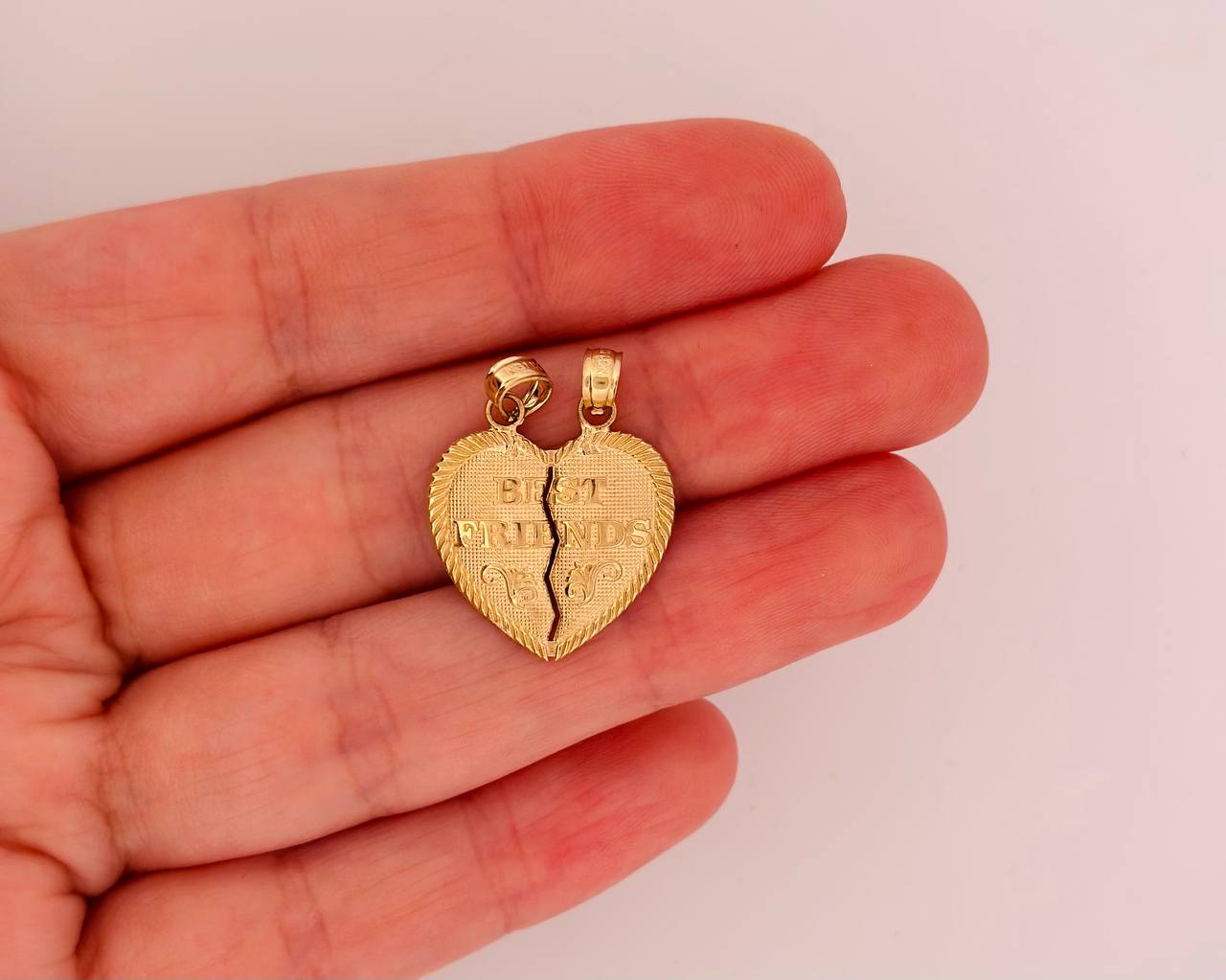 14K Gold Split Heart Pendant