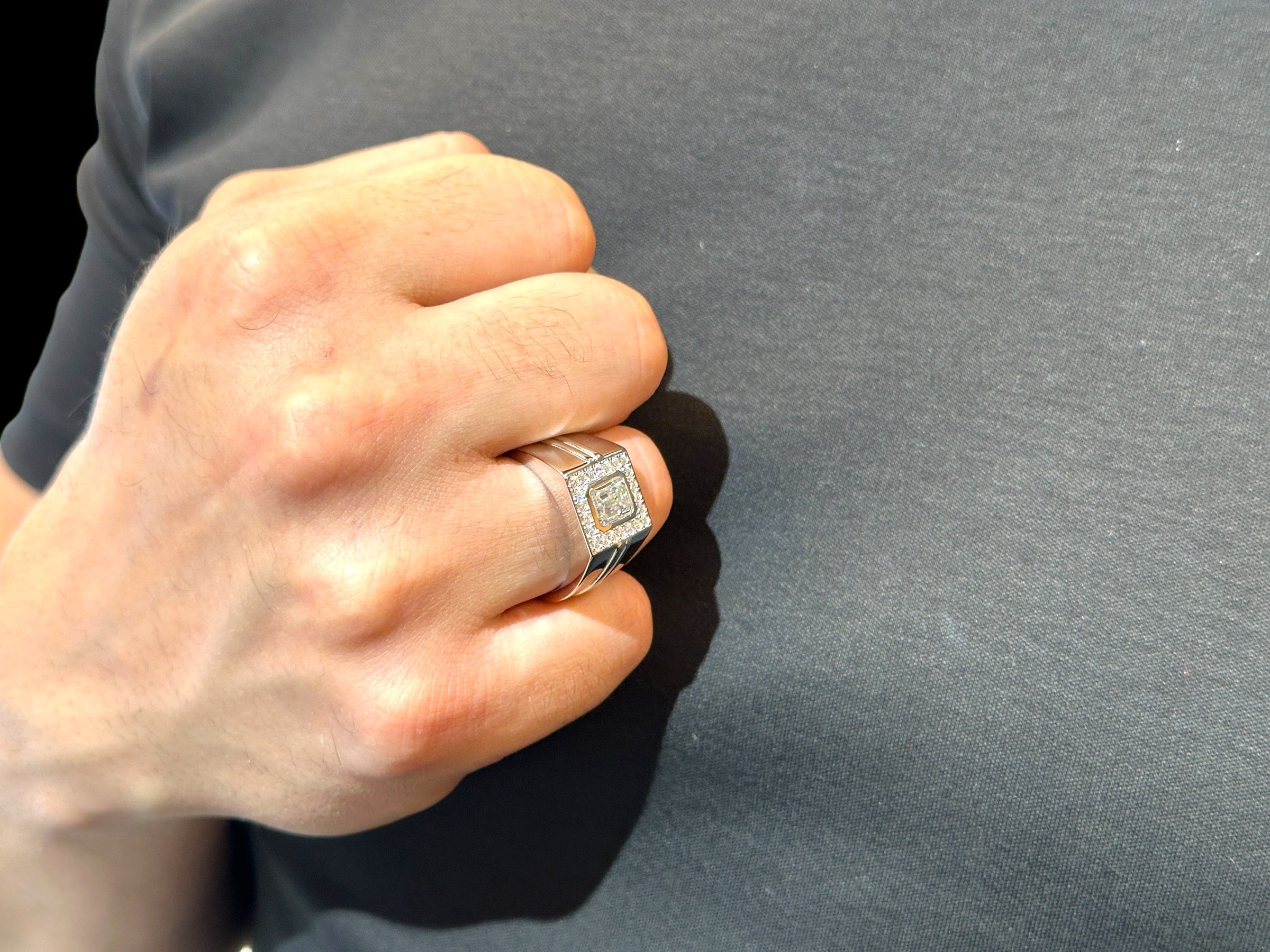 925 Sterling Silver VVS Moissanite Emerald Cut Ring - 3