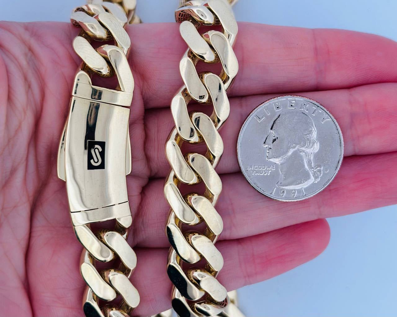 10K Solid Monaco Chain - 13MM