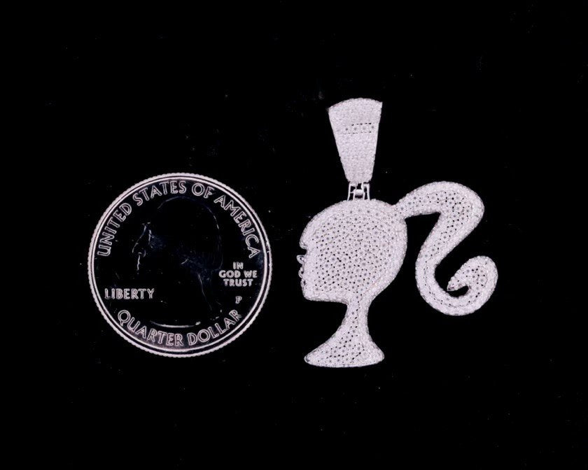 Sterling Silver Barbie Pendant with VVS Moissanite - 1.53 Carat