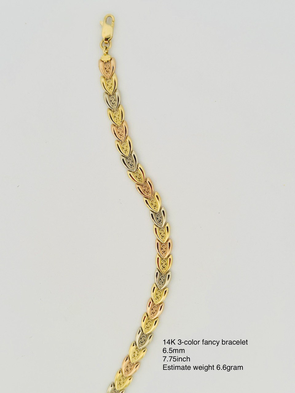 14K Three-Tone Gold Fancy Bracelet - 6.5MM