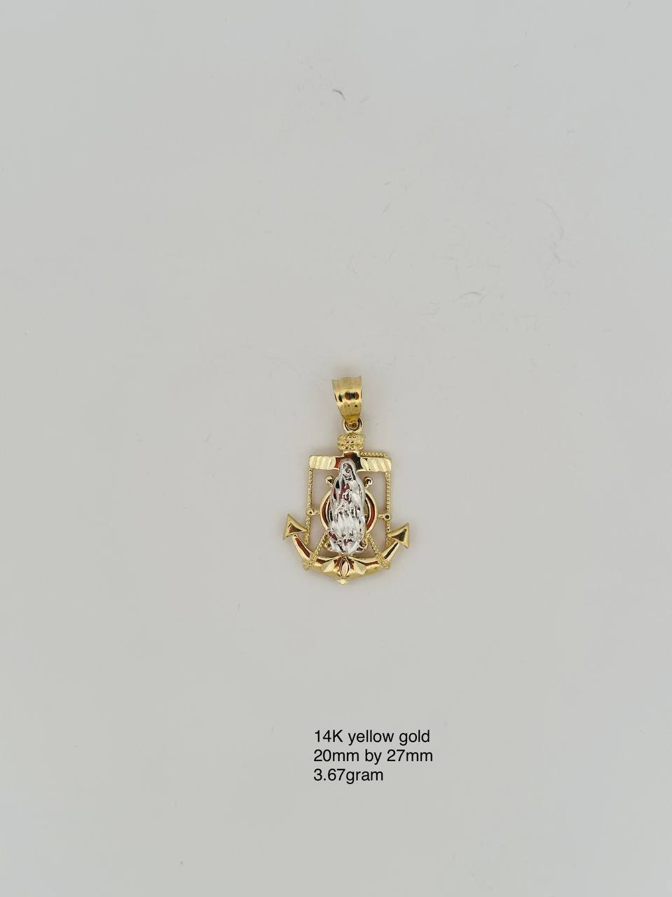 14K Yellow & White Gold Anchor Pendant