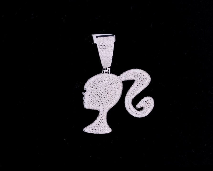 Sterling Silver Barbie Pendant with VVS Moissanite - 1.53 Carat