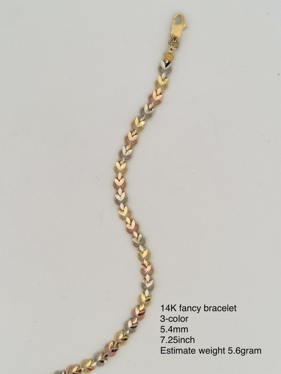 14K Three Color Gold Fancy Bracelet - 5.4MM