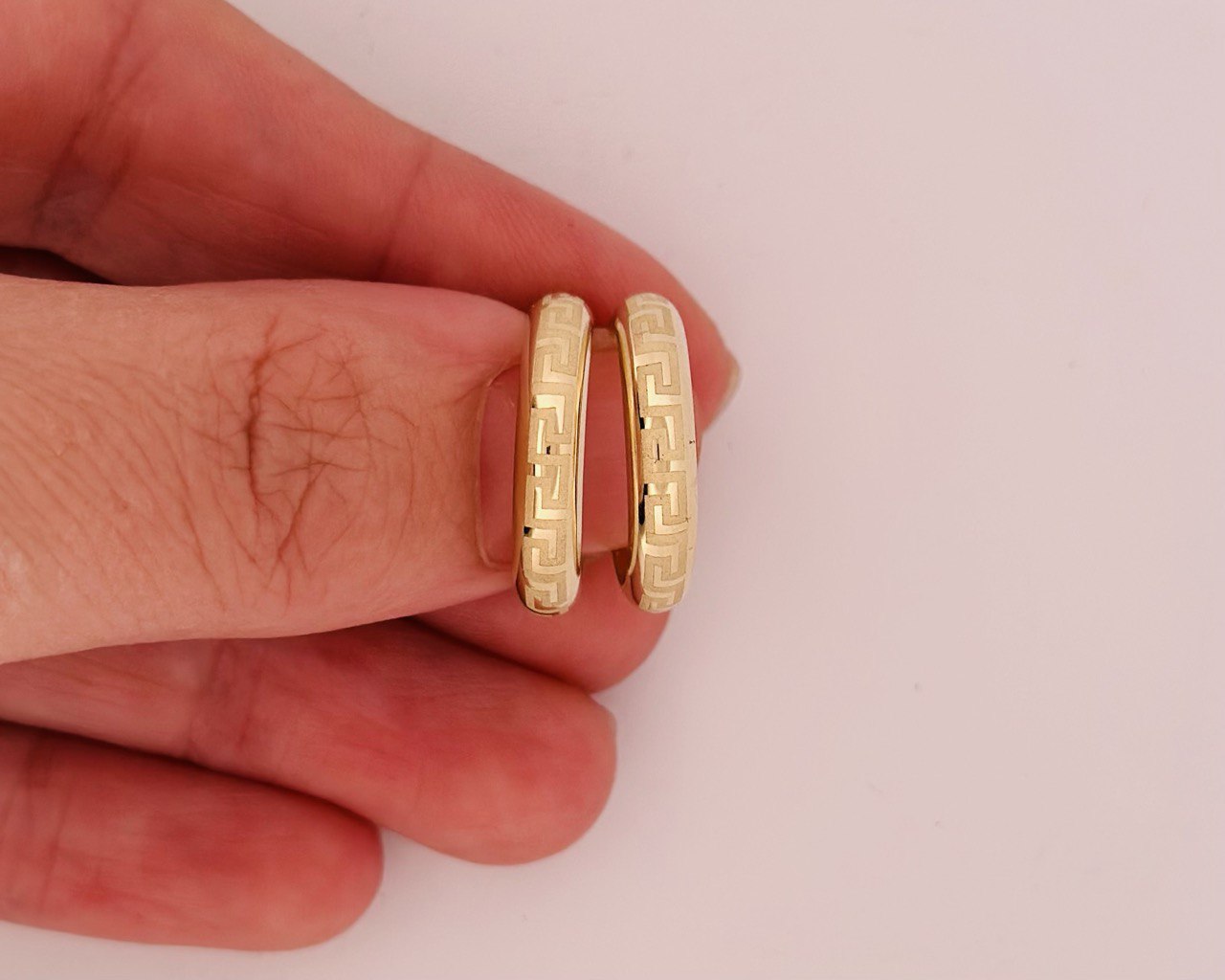 14K Hoop earrings, Greek design