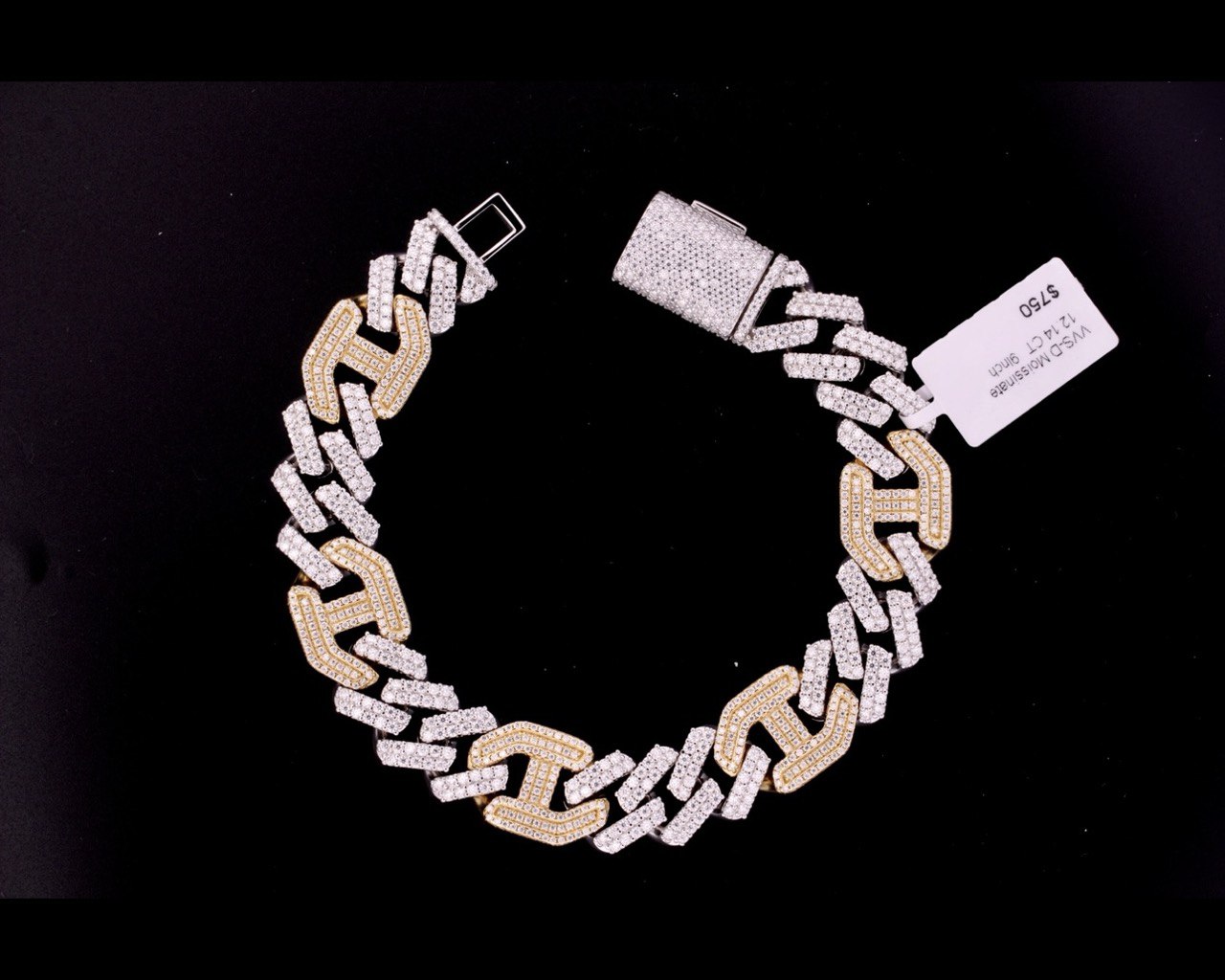Sterling Silver Cuban Bracelet - 12.14CT VVS-D Moissanite, 8.5MM