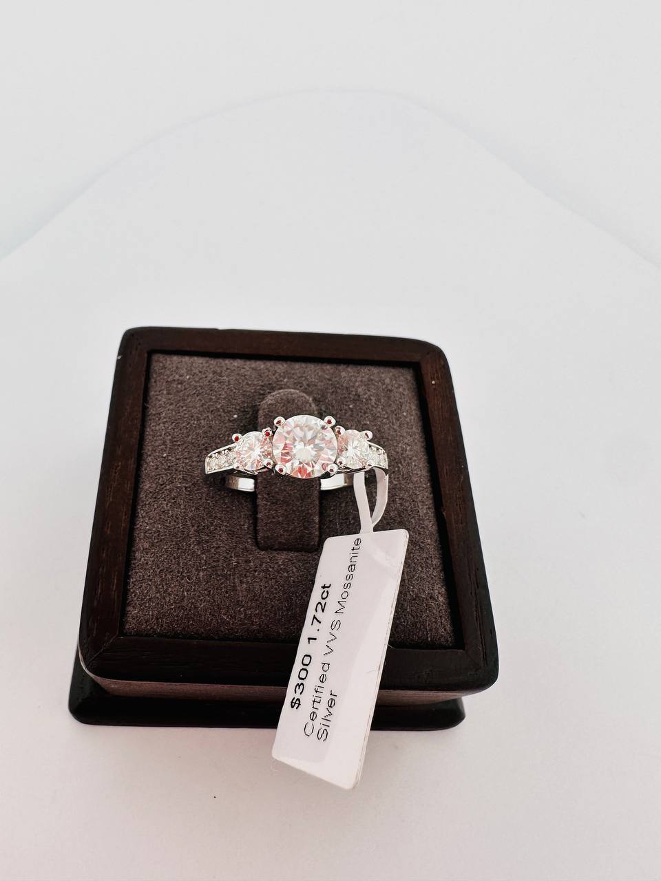 925 Sterling Silver 1ct VVS Moissanite Engagement Ring - 2
