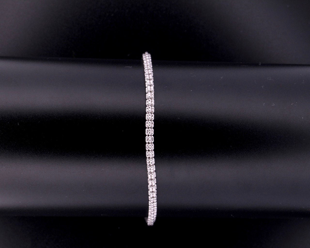 14K White Gold Diamond Cut Ice Chain Bracelet - 2.7MM