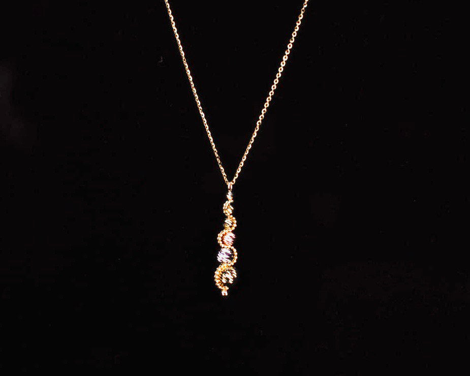 14K Yellow Gold Fancy Chain Necklace with Pendant