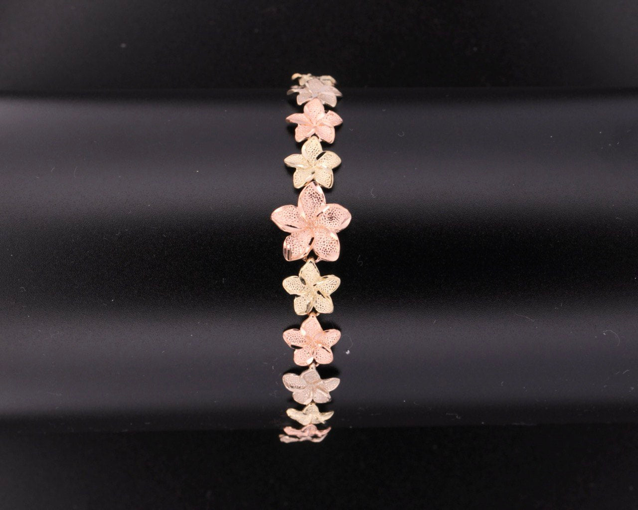 14K Three-Tone Gold Flower Bracelet - 14MM
