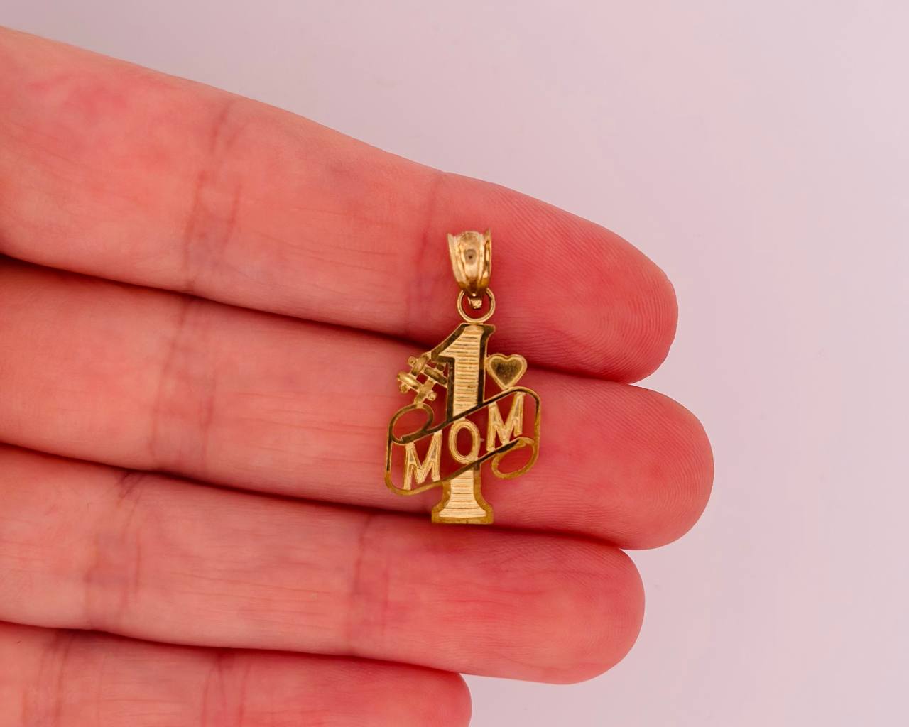10K Yellow Gold MOM Pendant  - 3