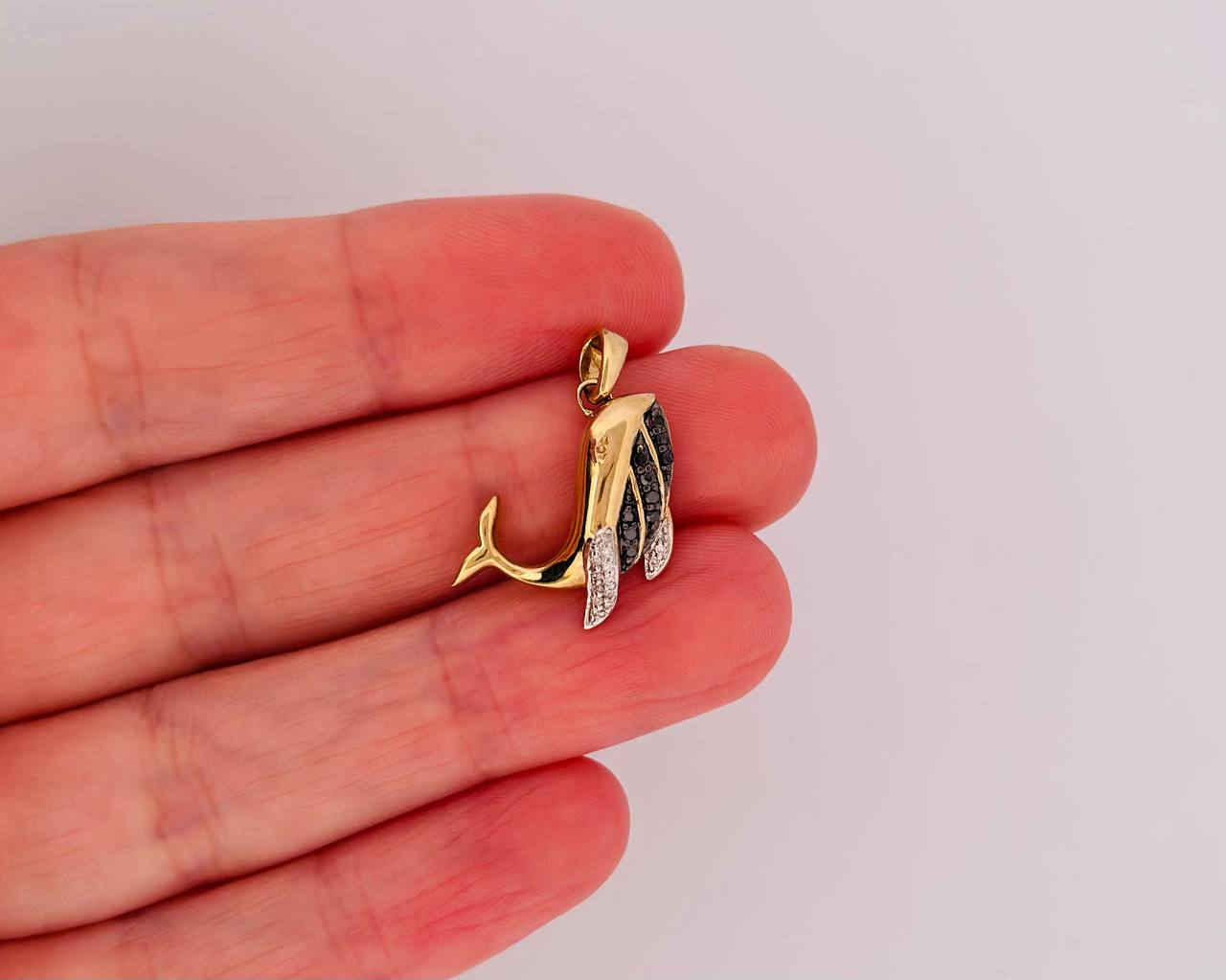 10K Yellow Gold Whale Charm with Diamonds