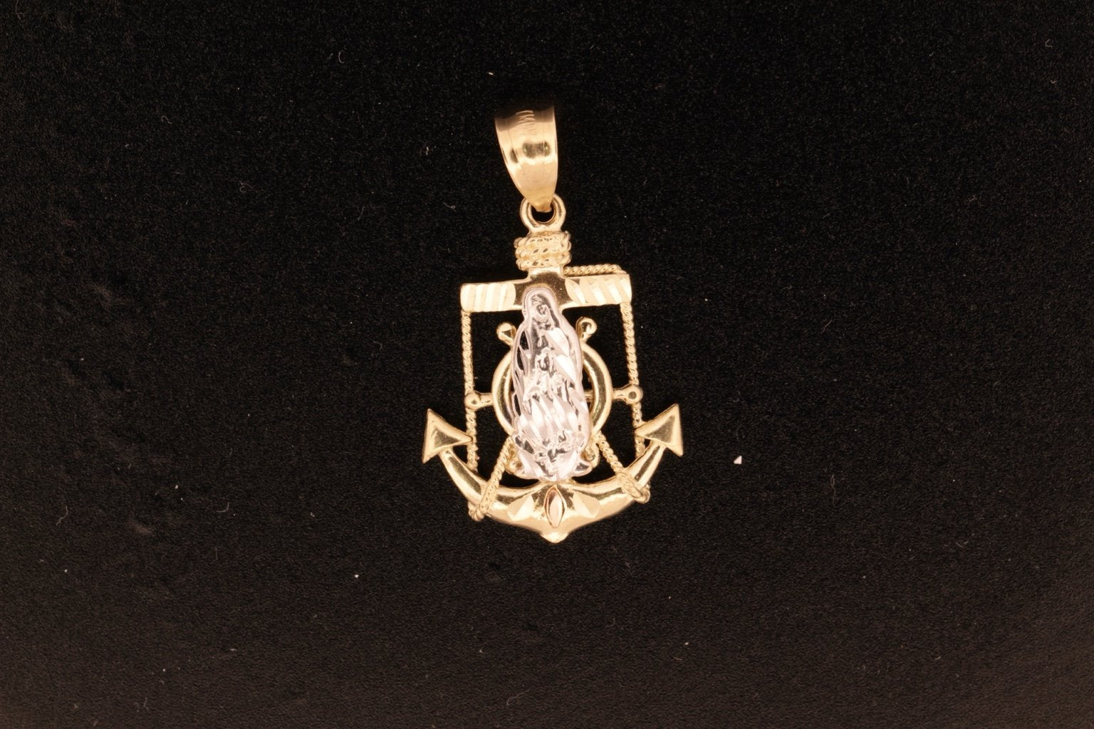 14K Yellow & White Gold Anchor Pendant