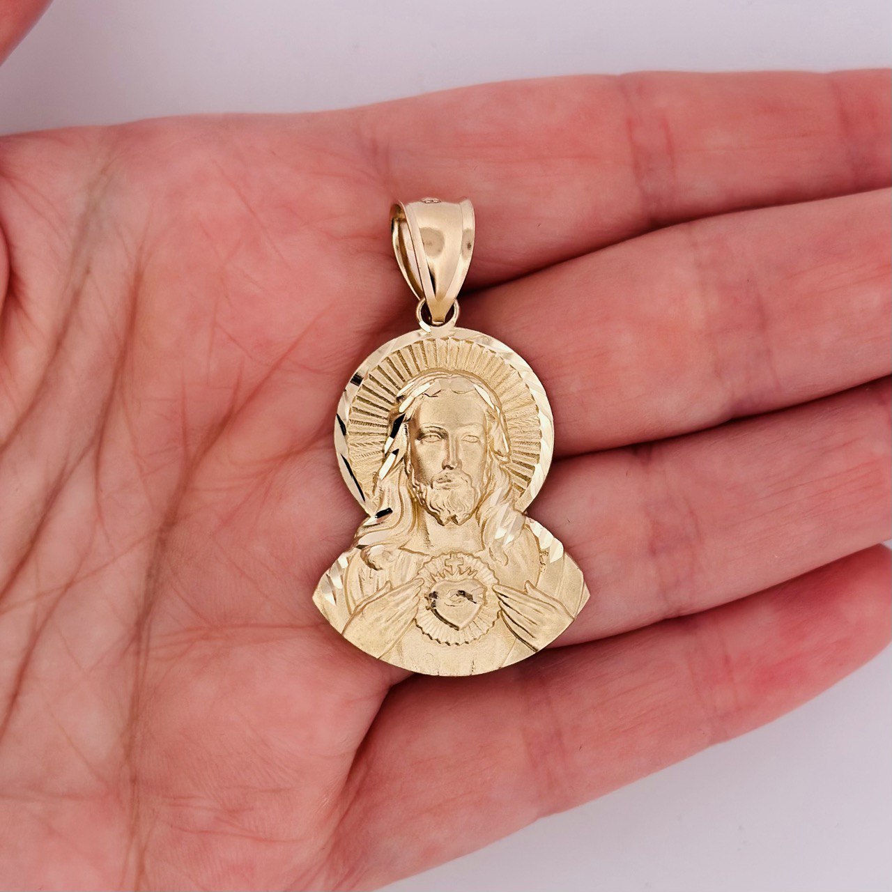 14K Gold Sacred Heart of Jesus Pendant