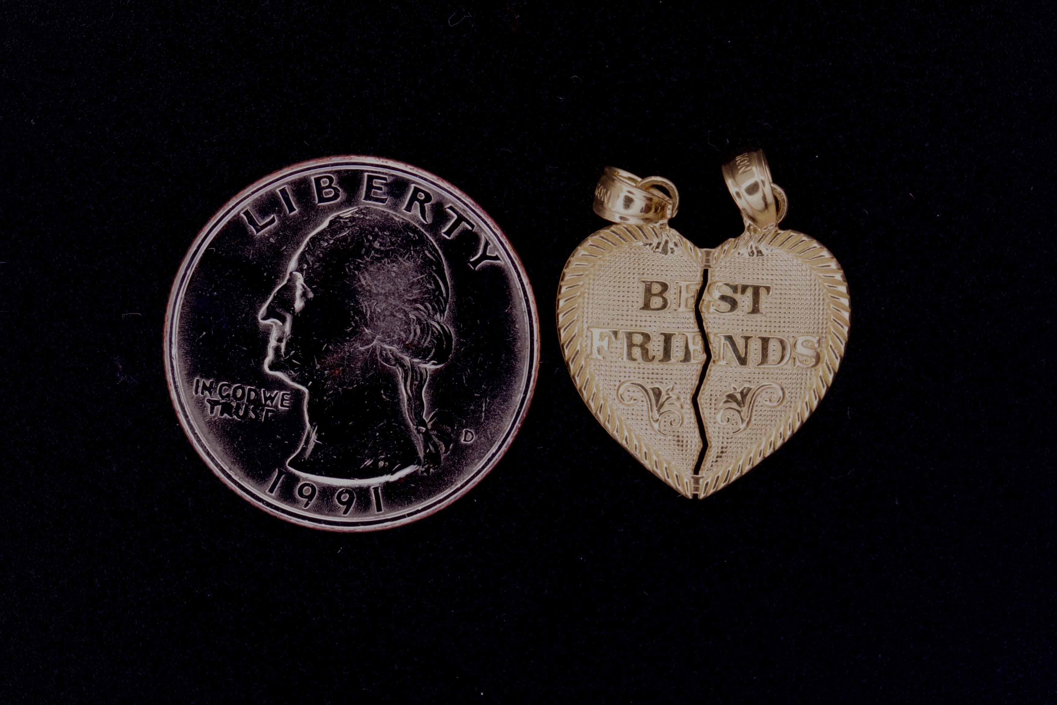 14K Gold Split Heart Pendant