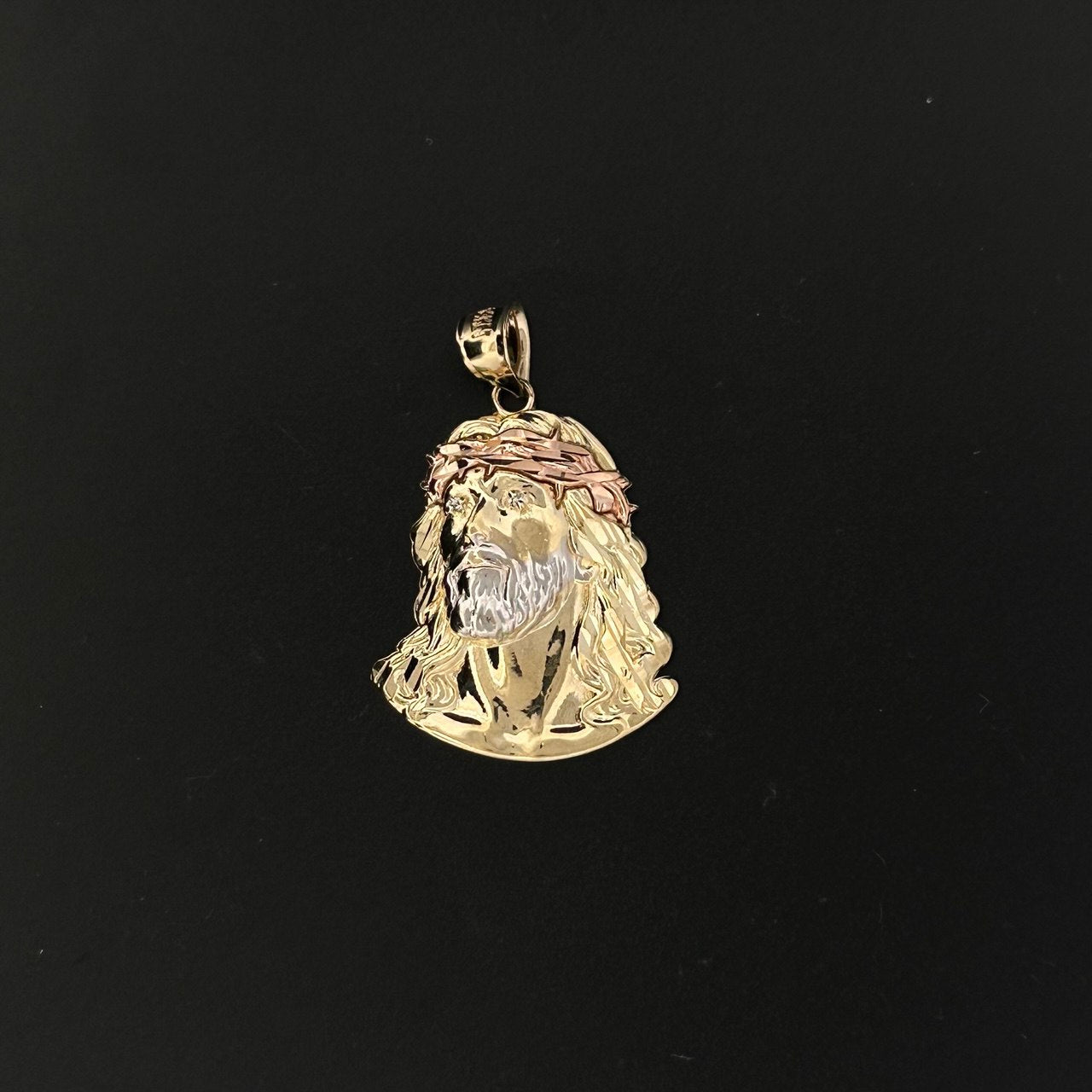 14K Gold Jesus Pendant with Crown of Thorns