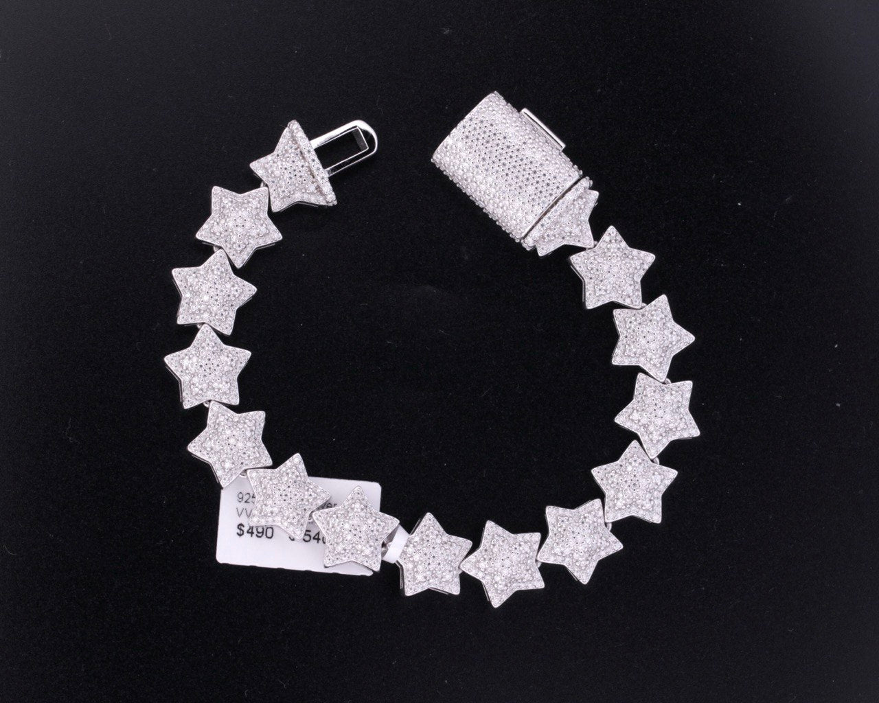 Sterling Silver Star-Shaped Bracelet - 13mm, 6.54CT VVS Moissanite