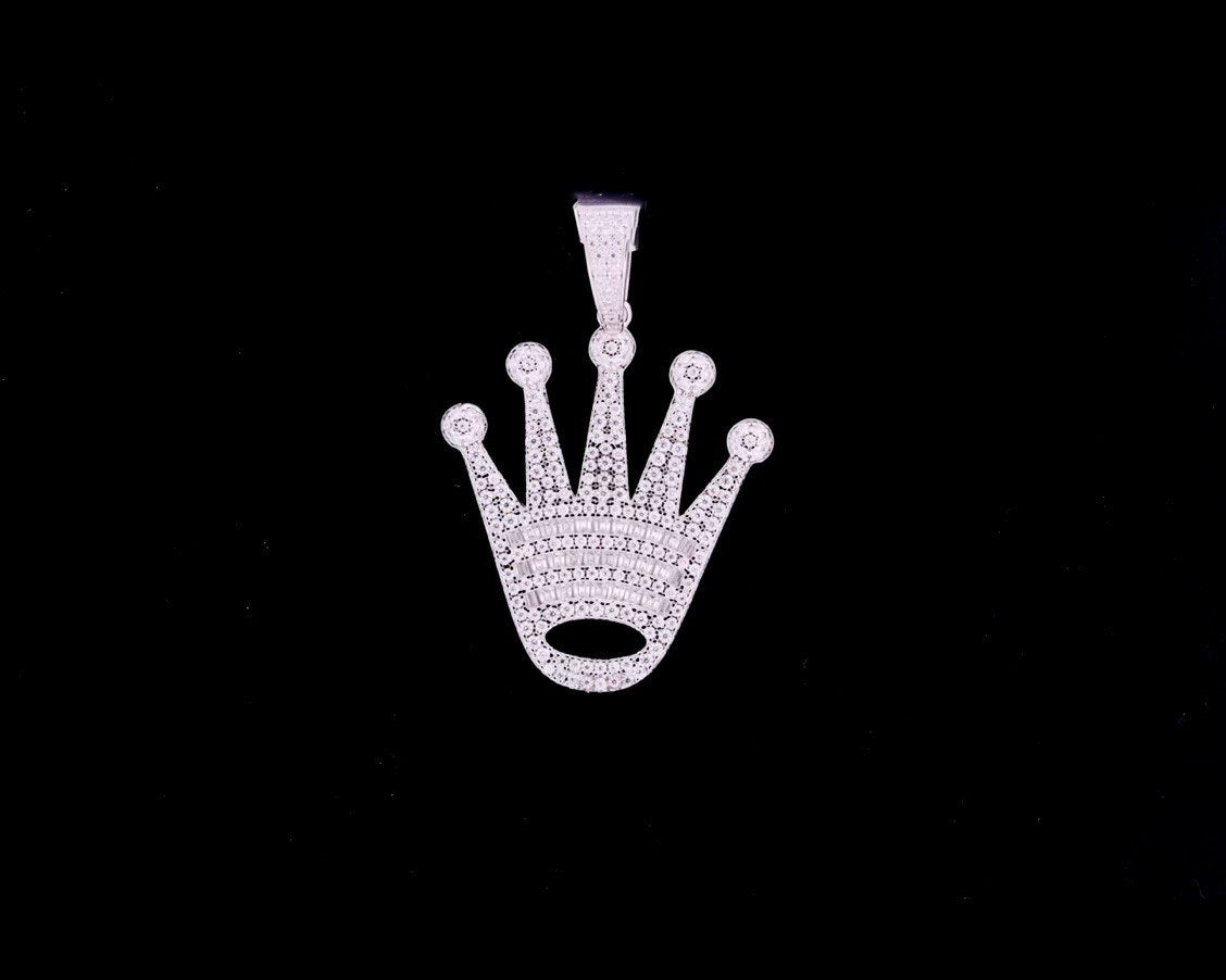 Sterling Silver Crown Pendant with VVS Moissanite - 2.34 Carat