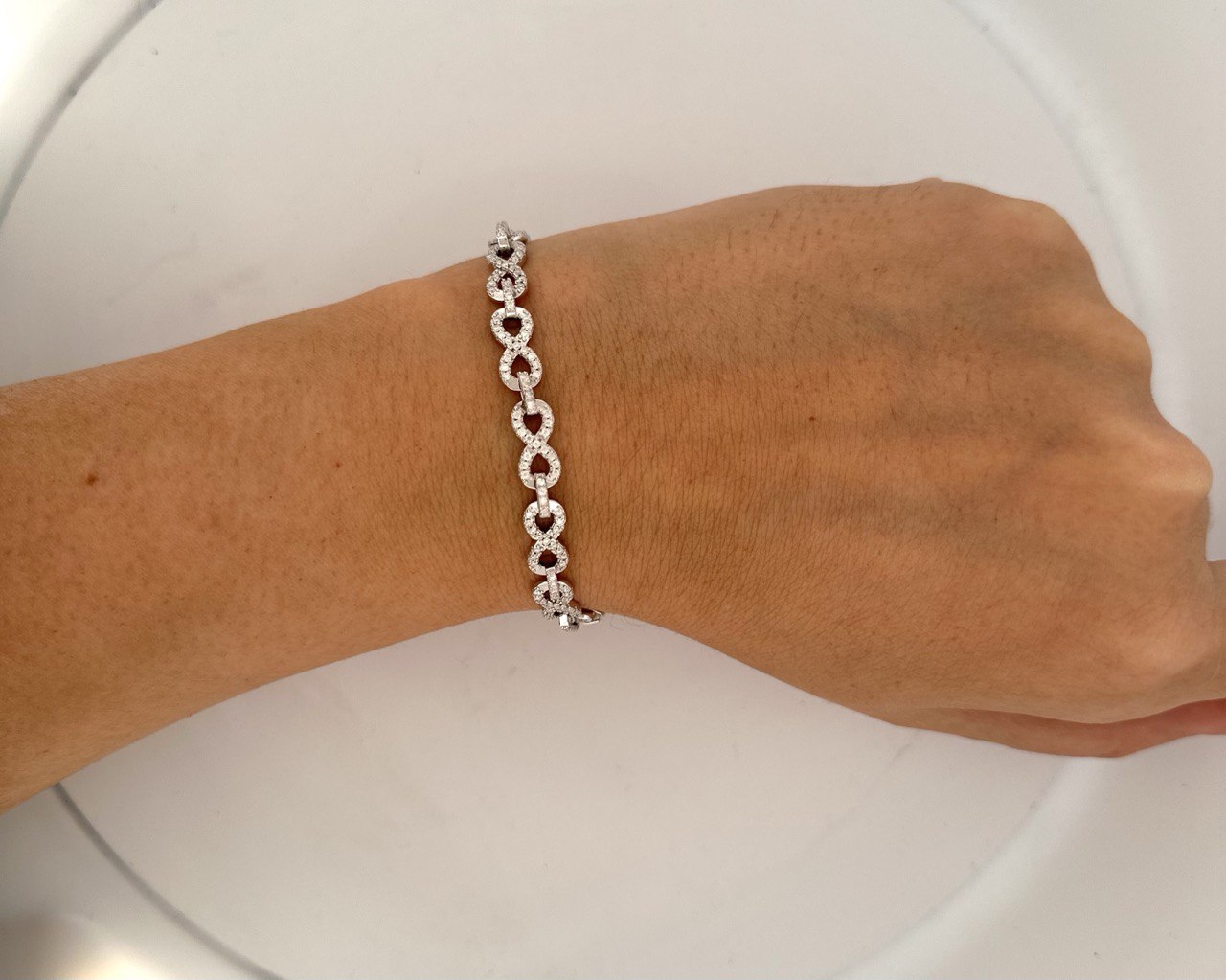 Sterling Silver Infinity Bracelet with 2.63WCT VVS-D Moissanite - 5.8MM