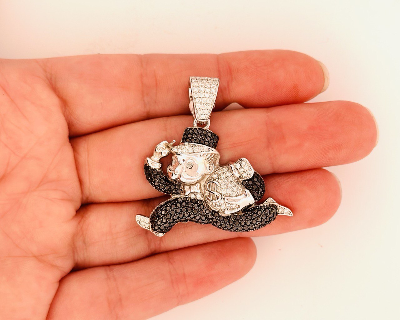 Sterling Silver VVS Moissanite Monopoly Pendant - 1.88 Carat