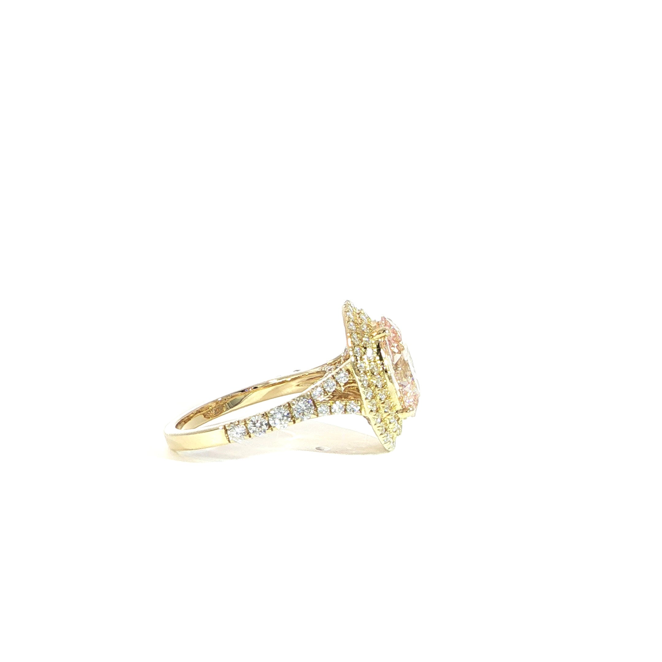 Oval pink diamond statement ring in 14K yellow gold