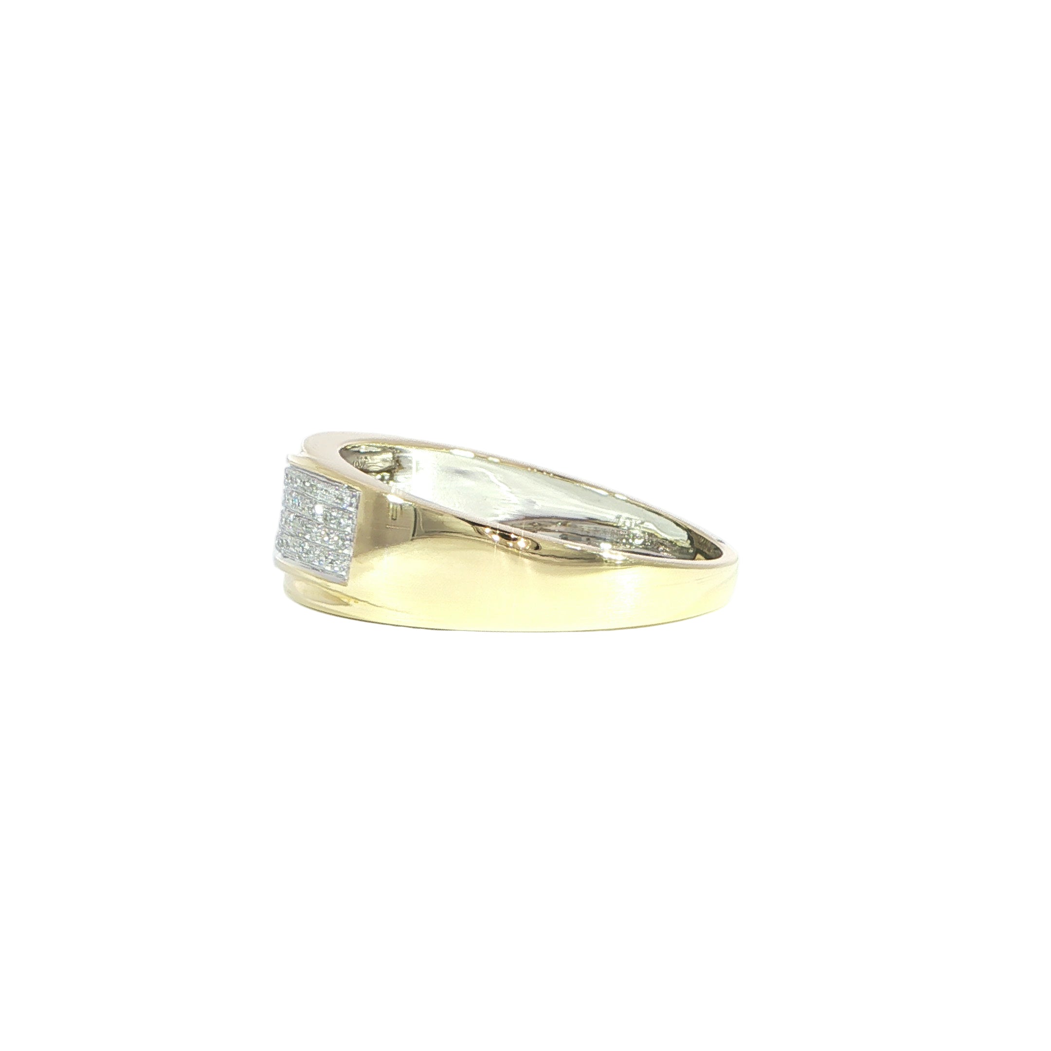 Side wide yellow gold diamond ring men