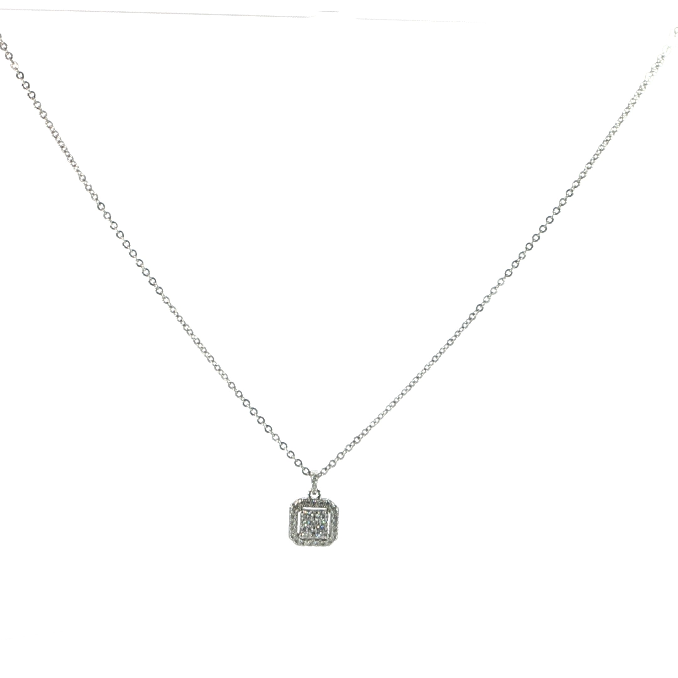 Silver Moissanite Square Cluster Necklace (Copy)