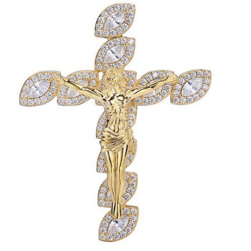 Moissanite Crucifix Cross Pendant – 925 Sterling Silver – 53.6×40.8mm