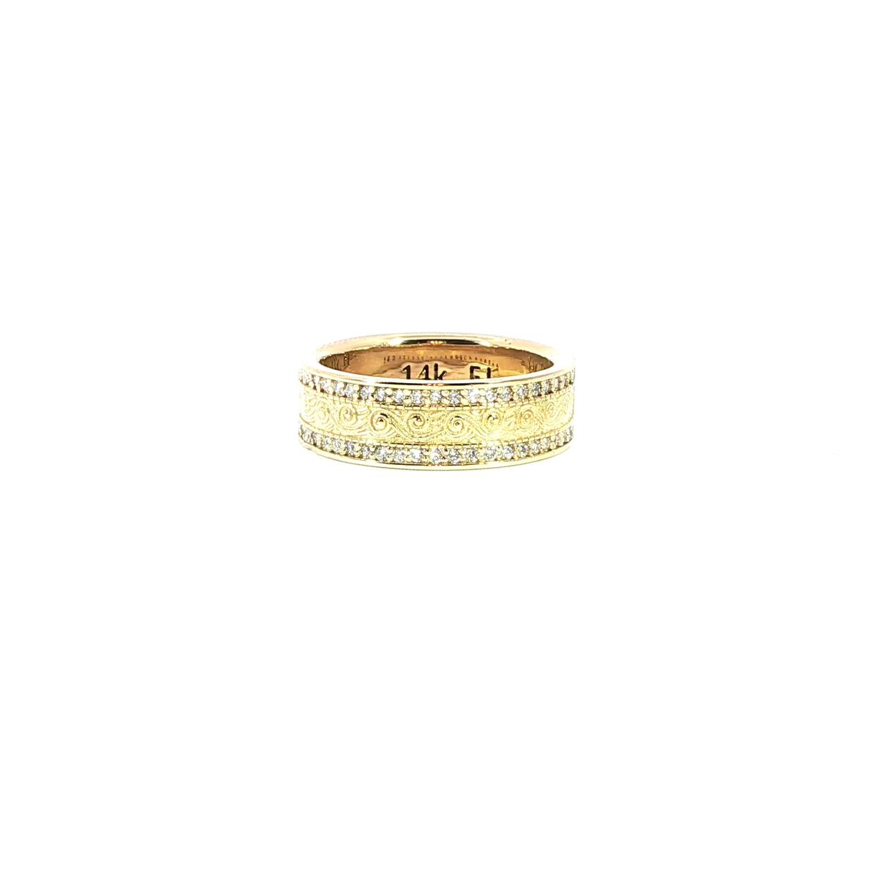 14K Yellow Gold Diamond Swirl Band – 0.50ctw