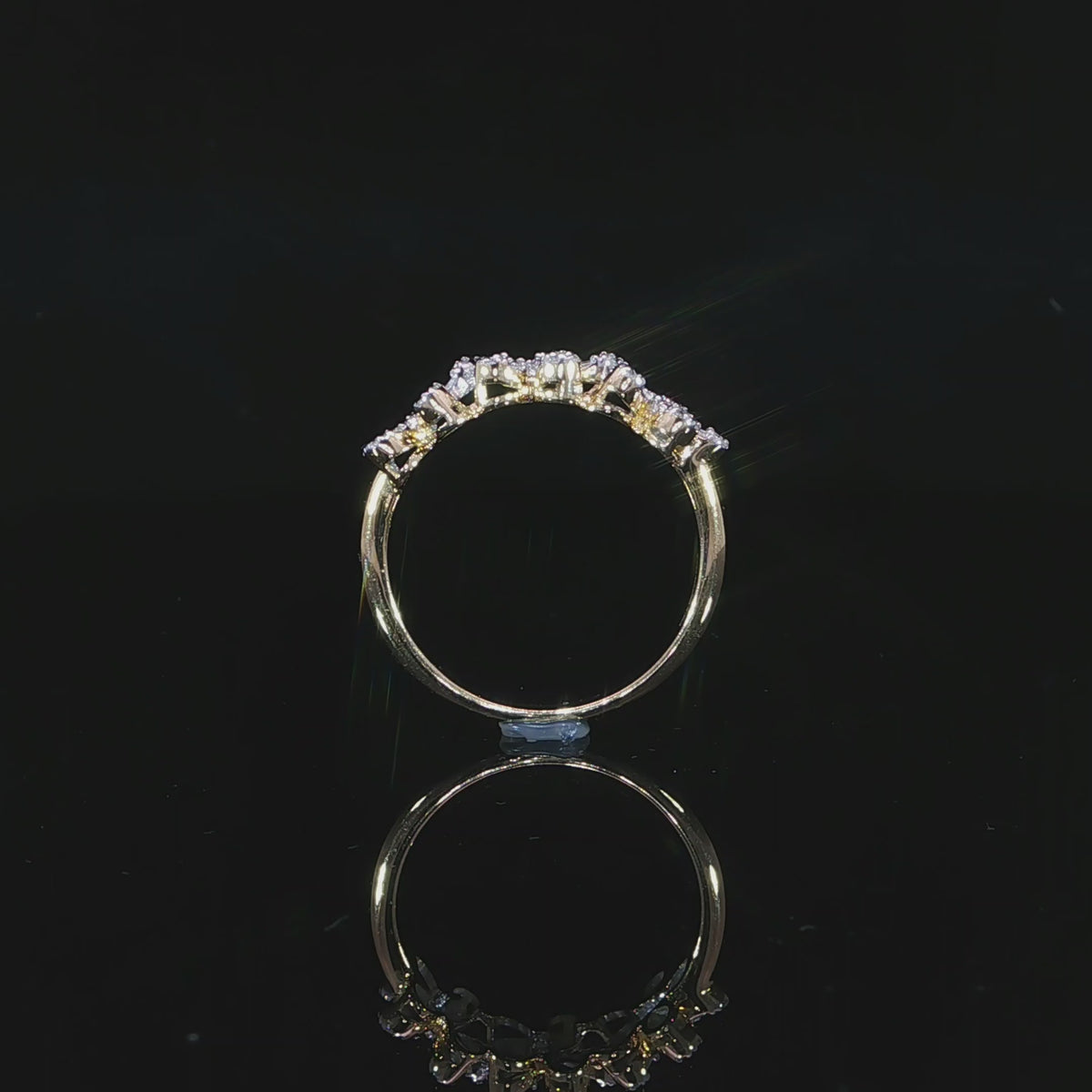 Three-dimensional floral natural diamond ring side view video