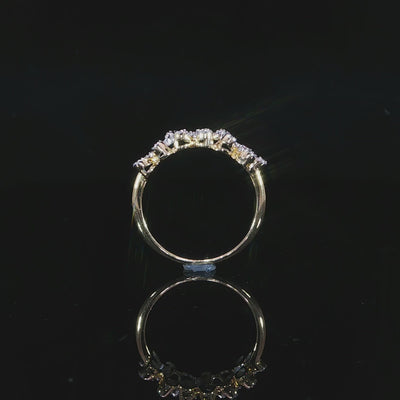 Three-dimensional floral natural diamond ring side view video