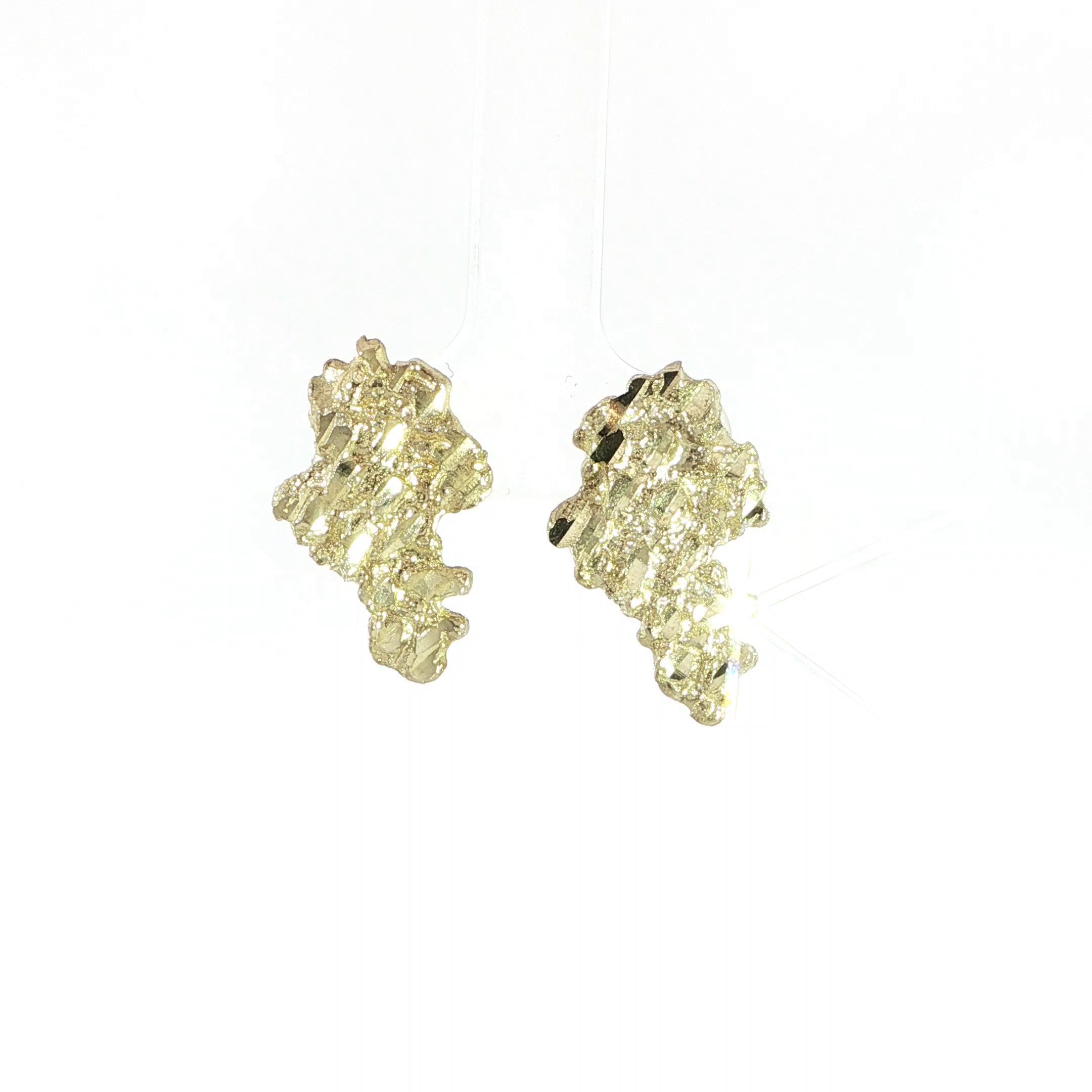 Textured gold nugget earrings crafted in 10K yellow gold