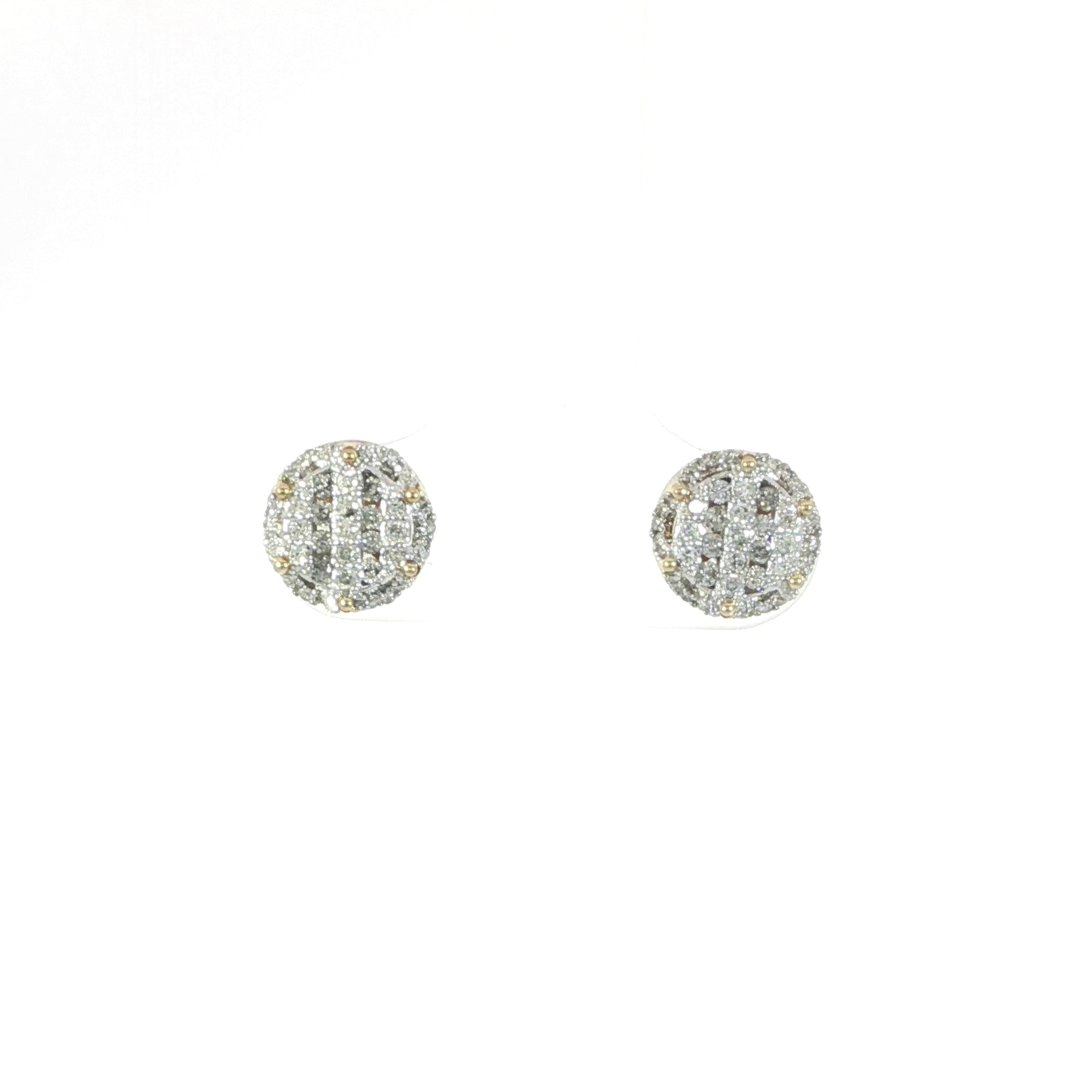 Luxury 10K yellow gold natural diamond stud earrings