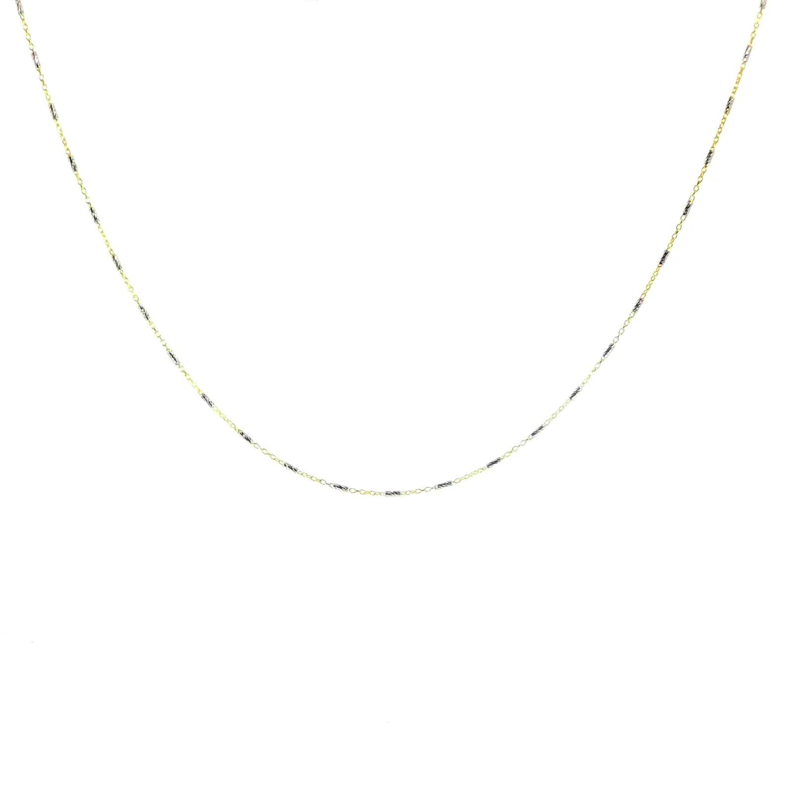 Genuine 14K Yellow & White Gold Fancy Link Chain Necklace