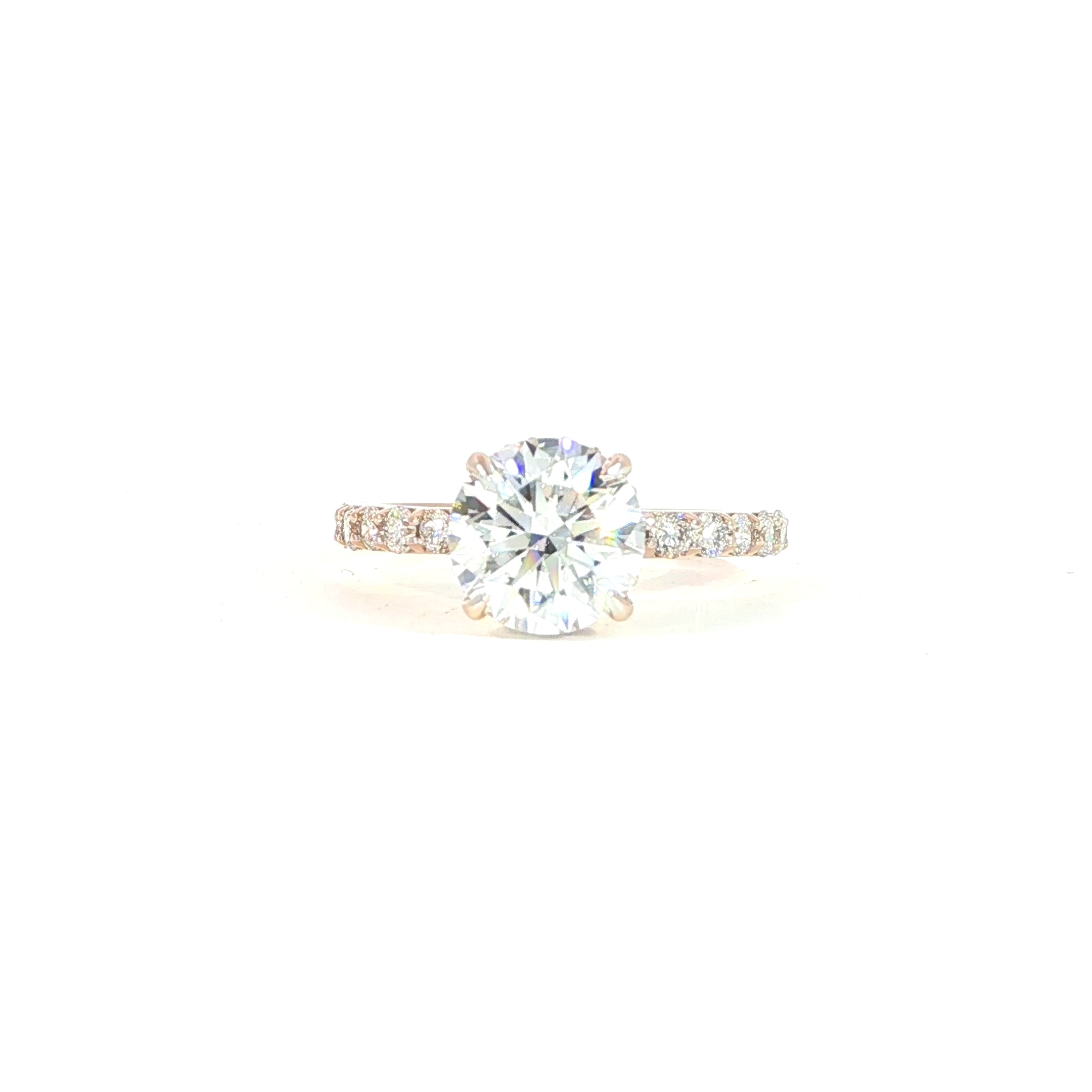 Video of hidden halo diamond ring with round center stone and pavé band