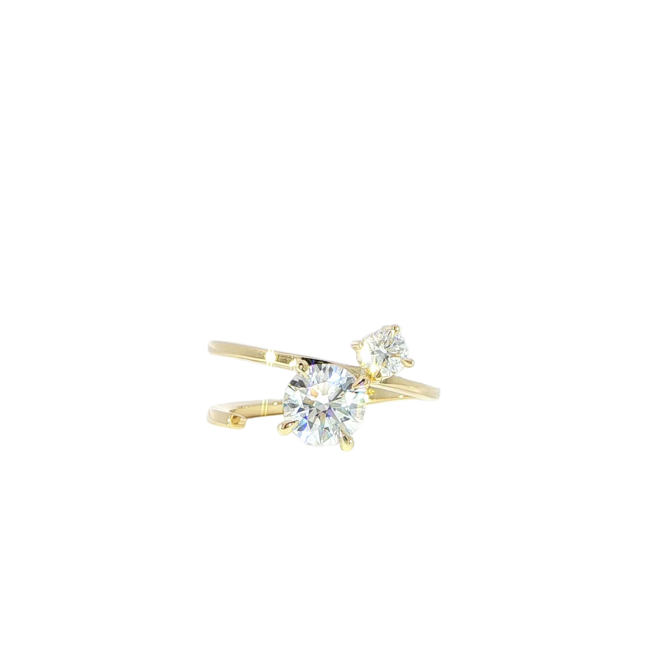 Video elegant two-stone diamond ring with open wrap design