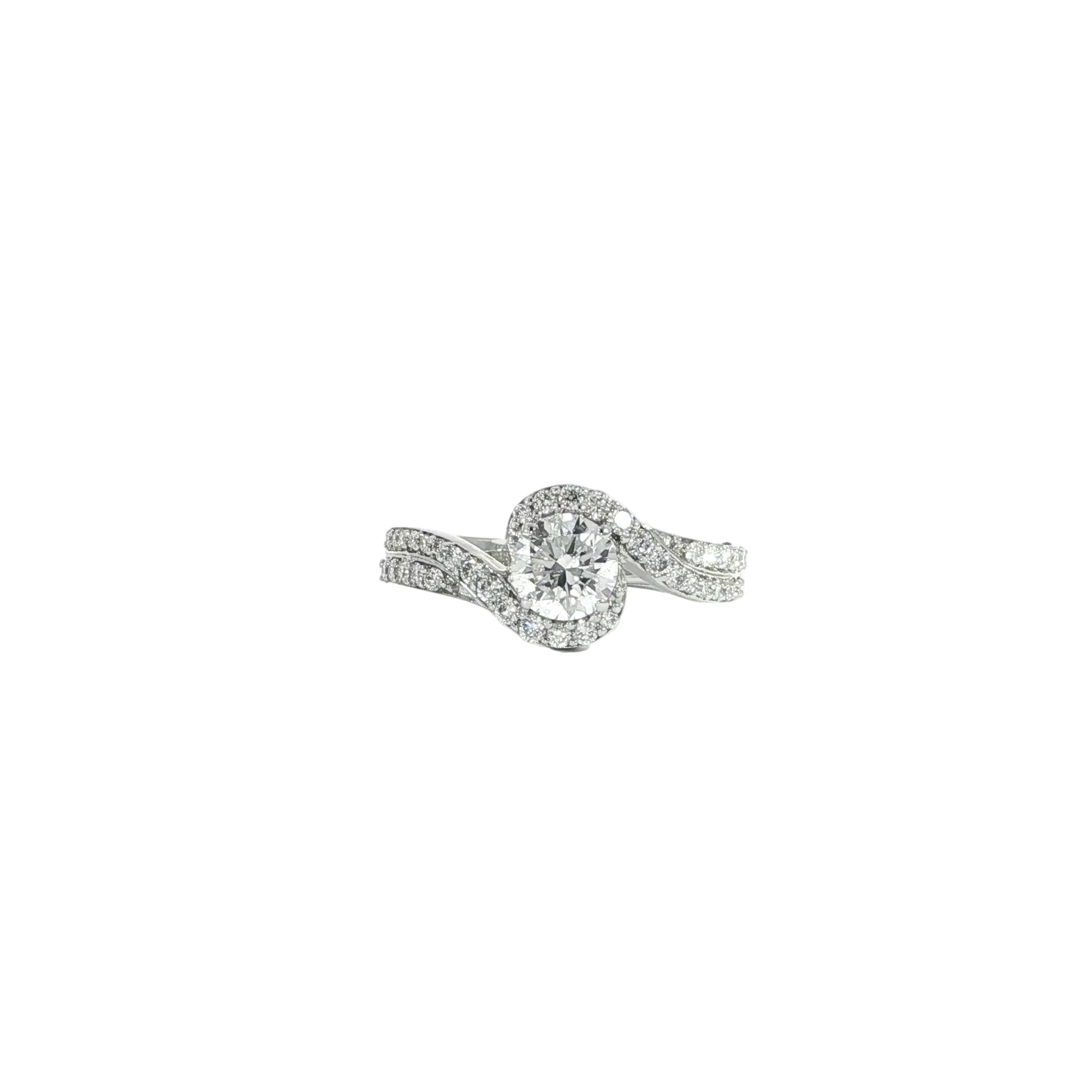 Video White Gold Diamond Ring Round Bypass Design
