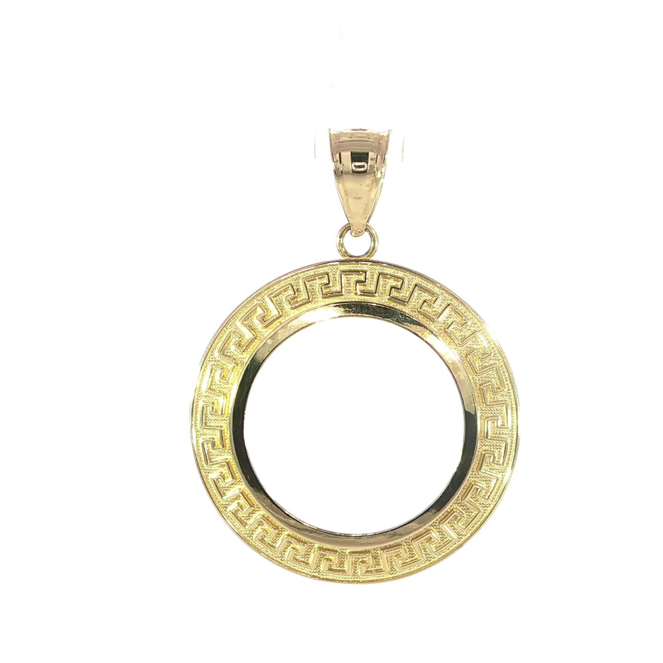 Classic Greek Key circle picture frame pendant