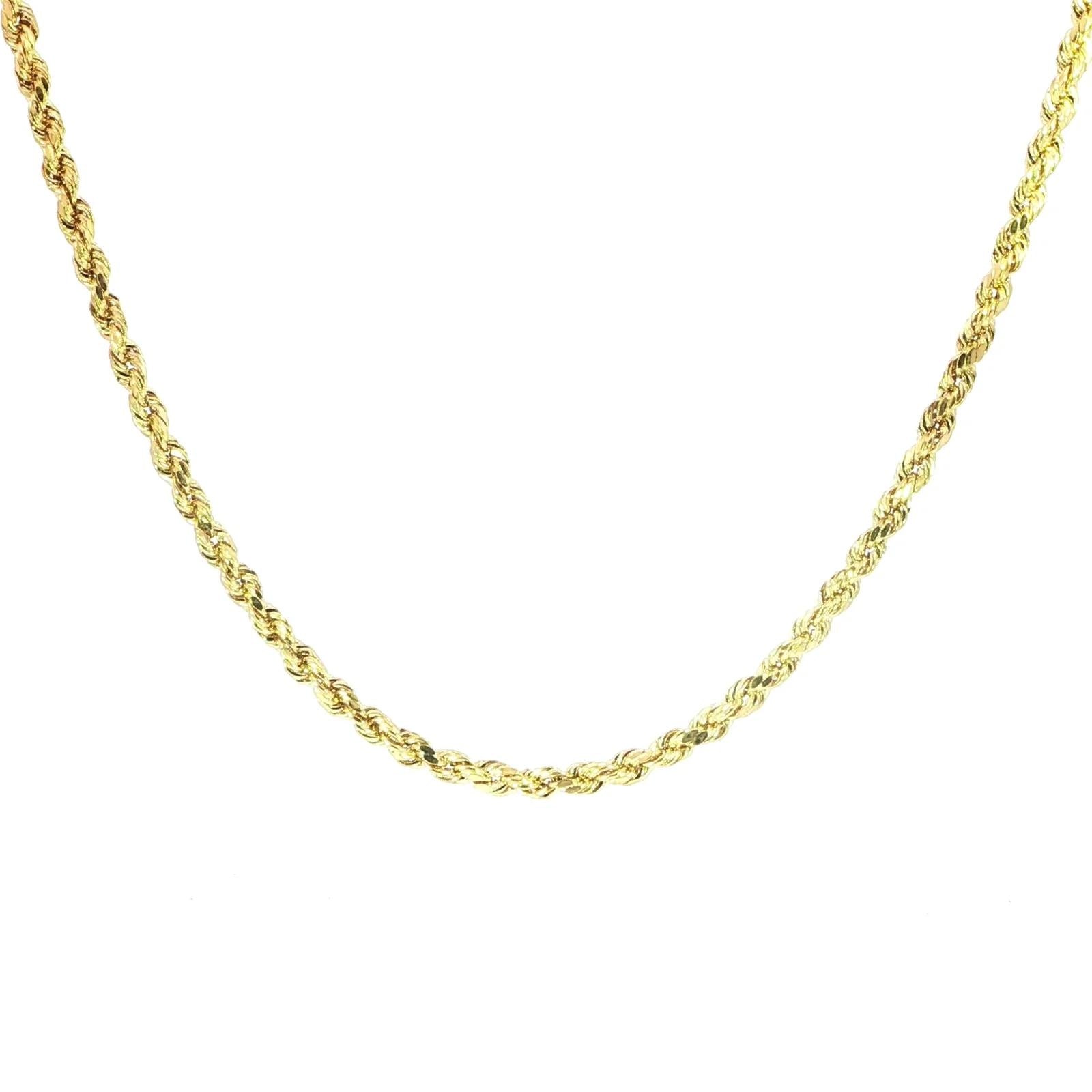 Hollow diamond-cut rope chain necklace in 14K yellow gold 4.2MM