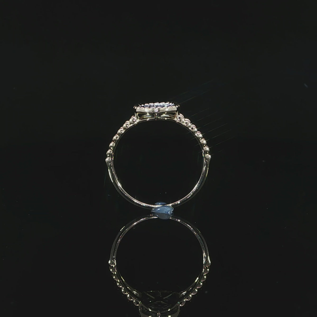 Yellow gold oval diamond cluster ring straight view
