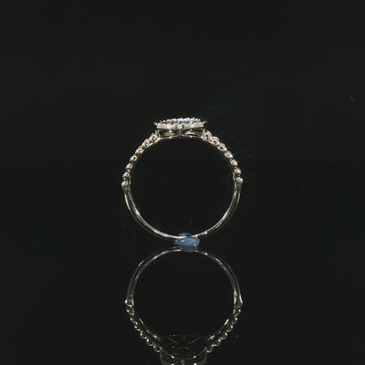 Yellow gold oval diamond cluster ring straight view