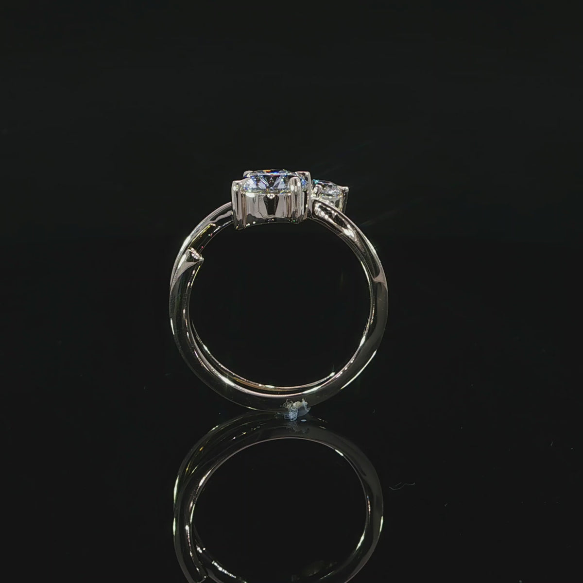 Video of 14k yellow gold two stone open band ring
