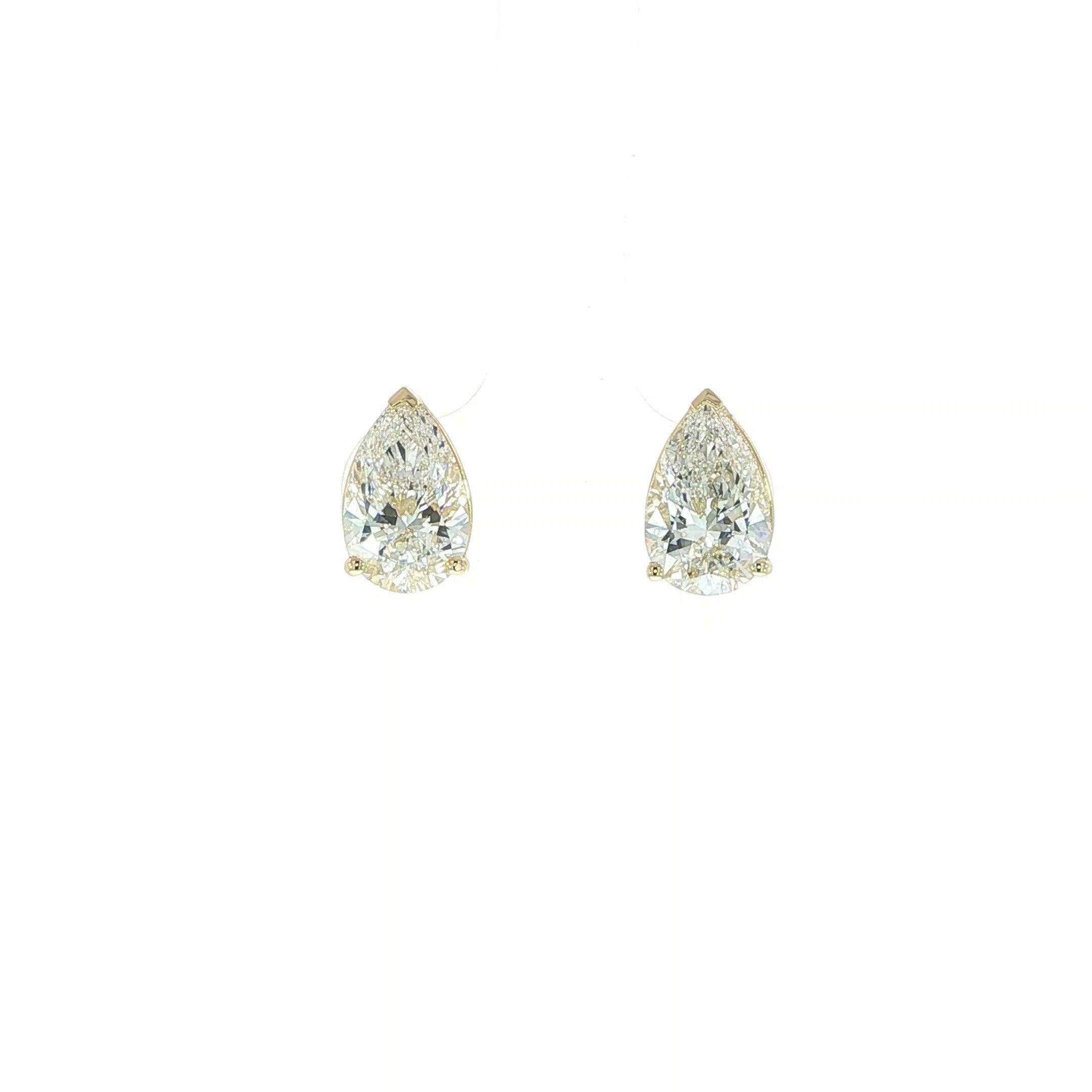 Video 14K Yellow Gold 2CT Pear Earrings