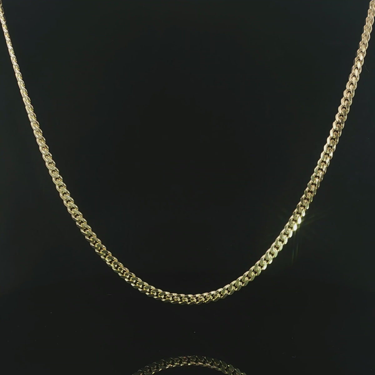 Video 4 mm solid Miami Cuban necklace in polished 10K yellow gold