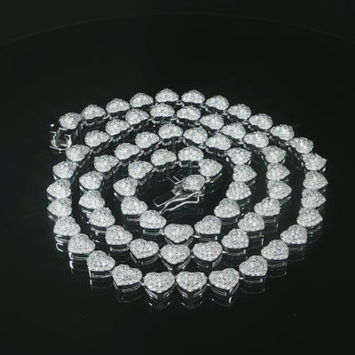 Video petite heart halo links on a moissanite tennis necklace