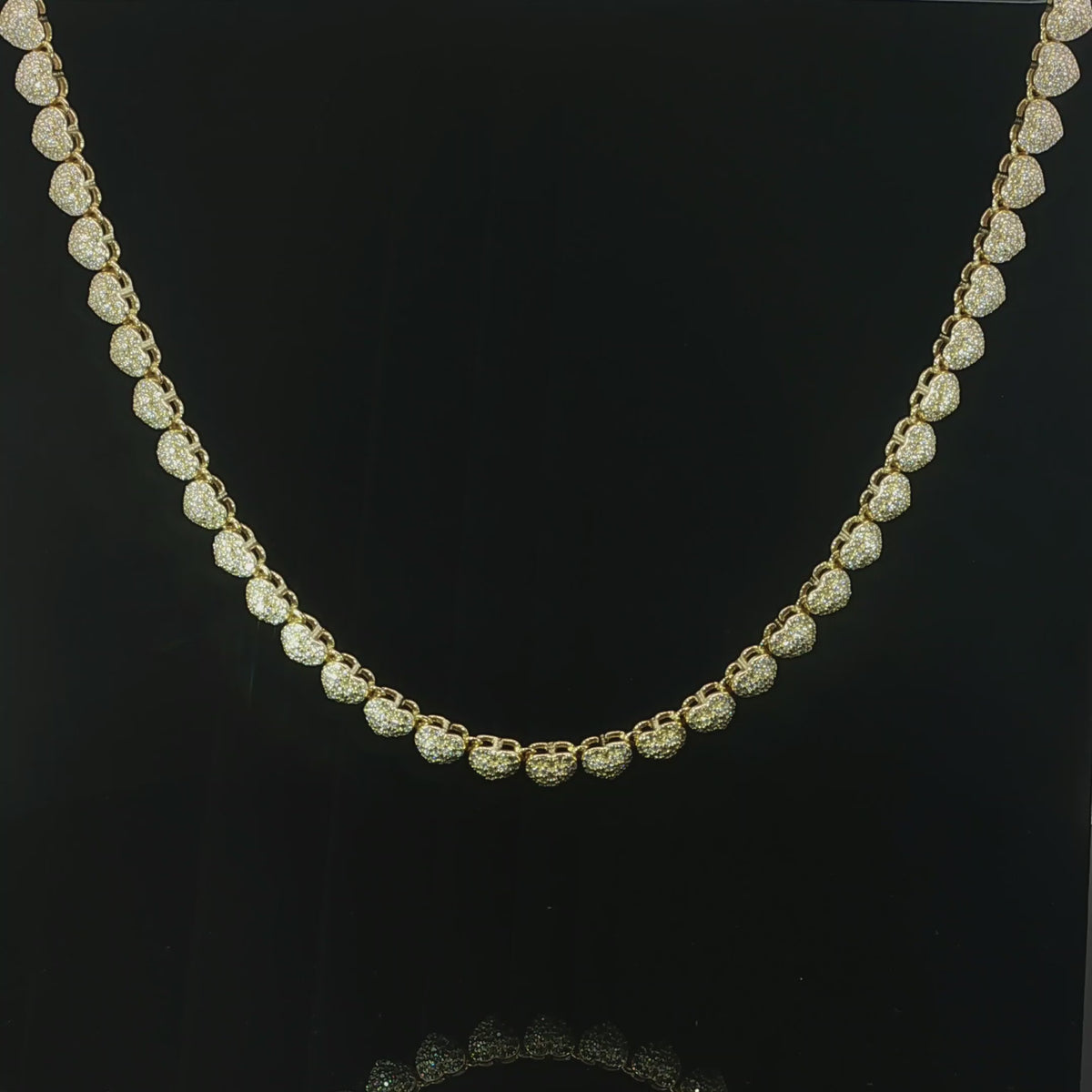 Gold plated sterling silver heart cluster tennis chain