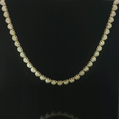 Gold plated sterling silver heart cluster tennis chain