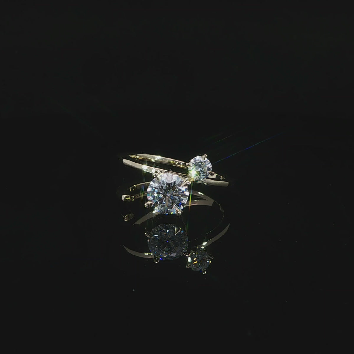 14K Yellow Gold Unique 2-Stone Diamond Ring